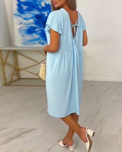Kleid einfarbig rückenfrei Ausschnitt Maxi