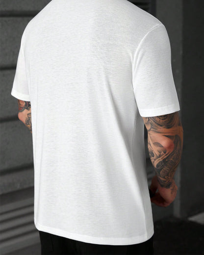 Herren T-Shirt Mandarin-Kragen Knopf Mode