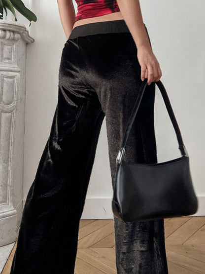 Black Y2K Star Print Flared Pants