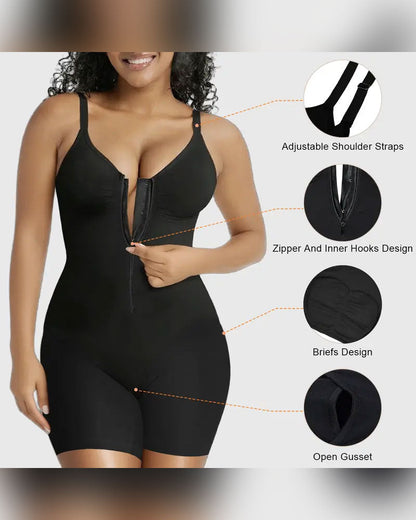 Shapewear für Damen Bauchkontrolle Bodysuit Reißverschluss Komfort Ultra Stretch Stoff