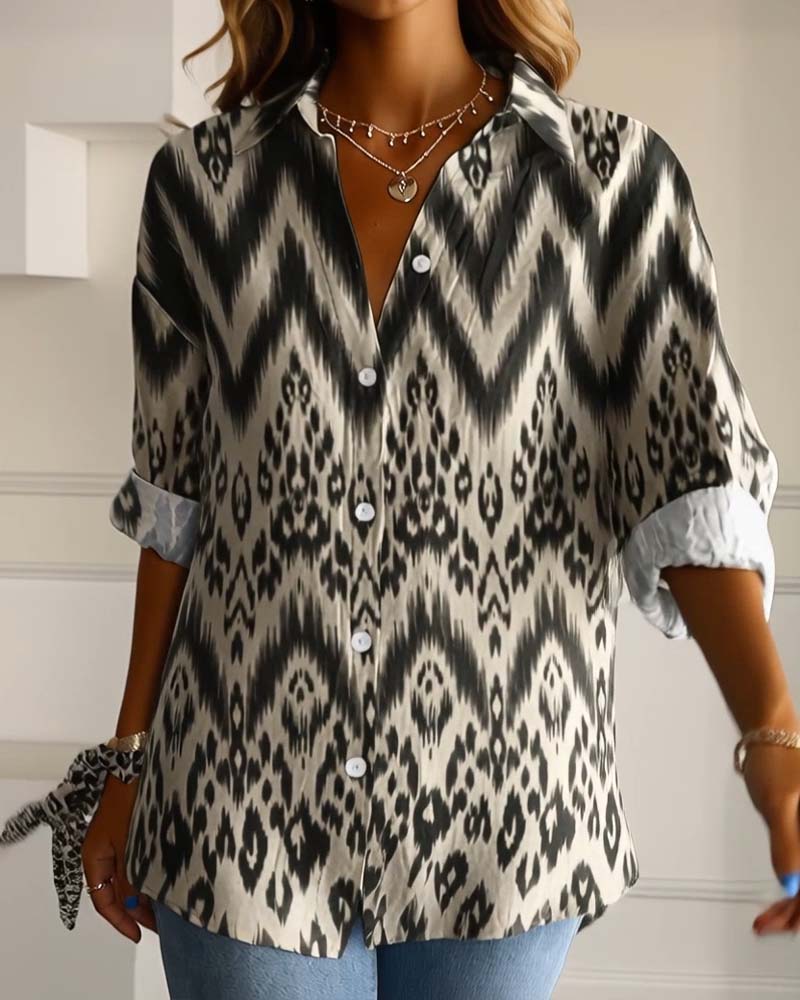 Hemd Leopardenmuster Revers Mode