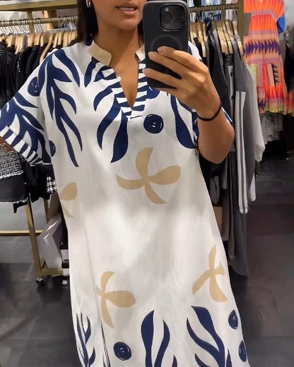 Kleid Blumenprint V-Ausschnitt