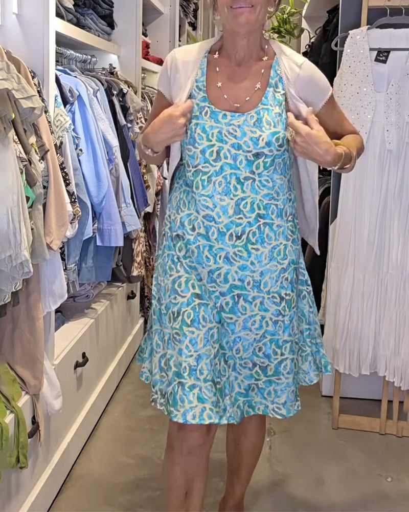 Kleid Ärmellos Träger Locker Gedruckt