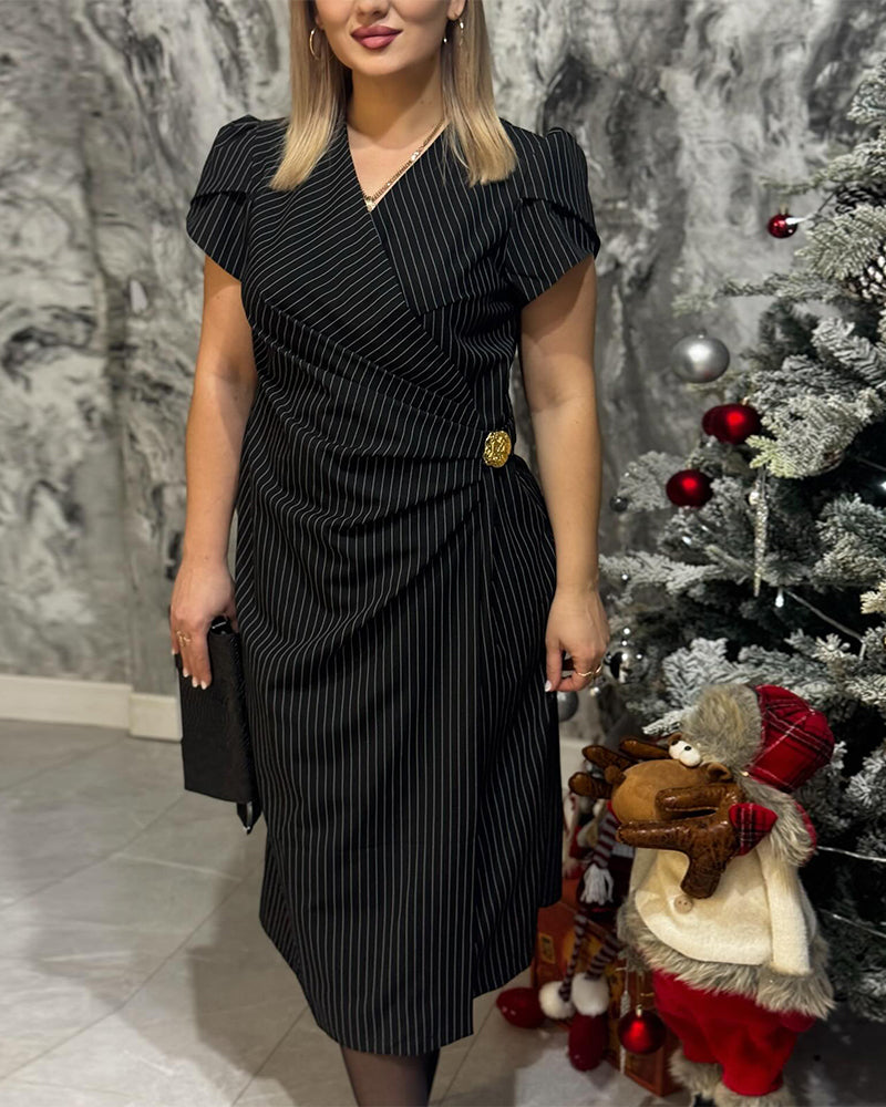 Kleid Elegant Gestreift Taille
