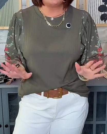 Bluse Blumen Puffärmel