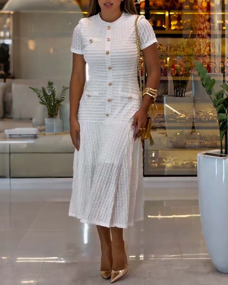 Kleid Ausschnitt Kurzärmelig Elegant A-Saum