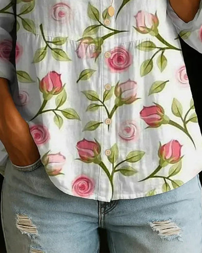 Bluse Blumendruck Locker