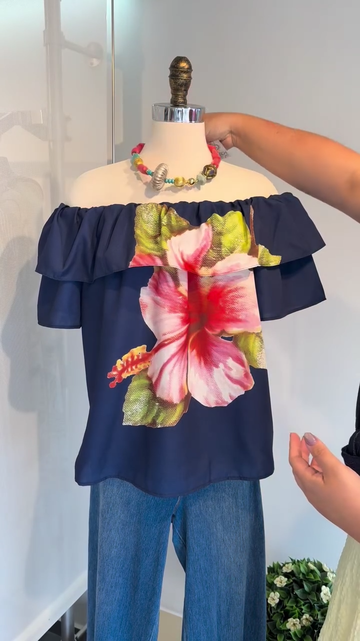 Bluse Blumenmuster Off Shoulder