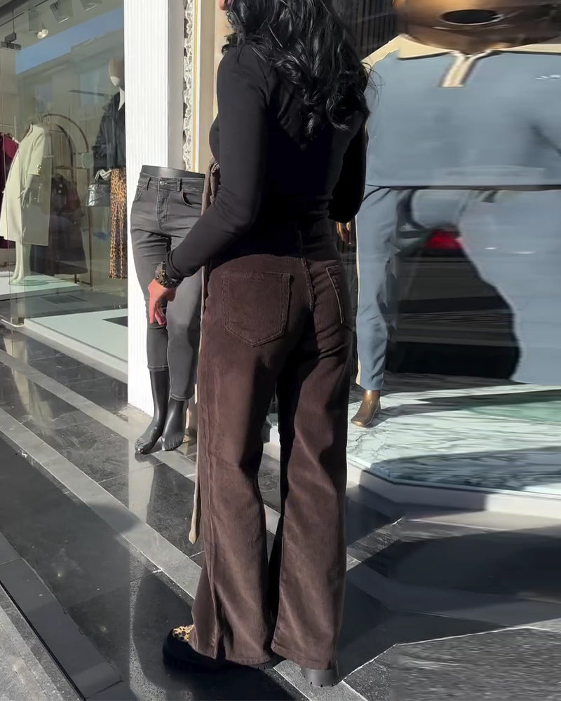 Hose Cord Leger Weite Beine