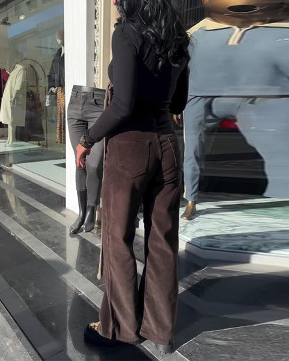 Hose Cord Leger Weite Beine