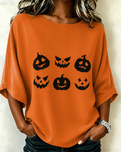 T-Shirt Kürbis Druck Kurzarm