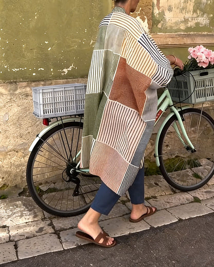 Kleid Kariert Gestreift Patchwork Locker