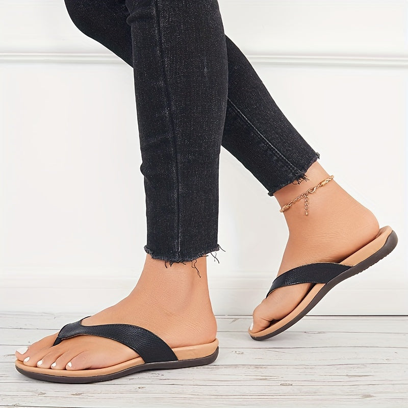 Flip-Flops aus braunem Leder - Lena