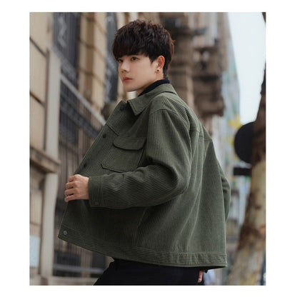 Corduroy Fleece Shirt Jacket with Pockets for Men - Ludovica