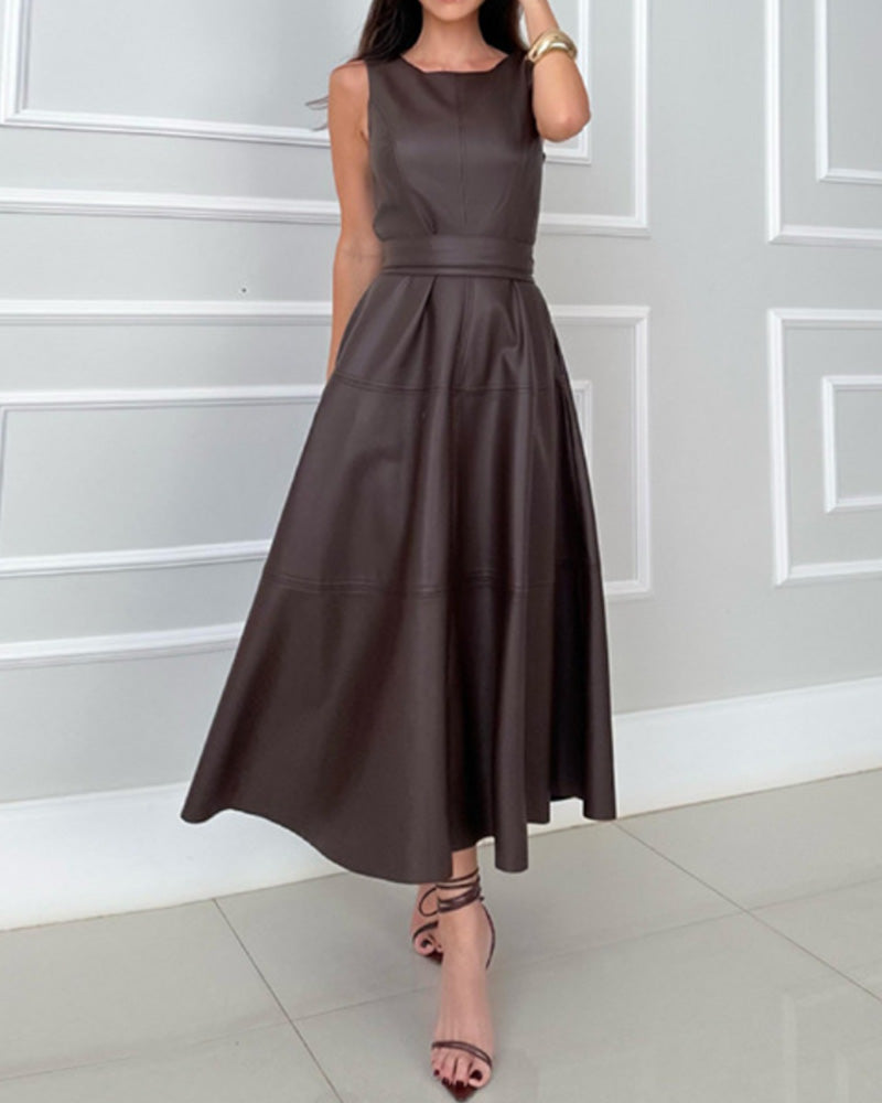 Kleid Rundhals Ärmellos A-Linie