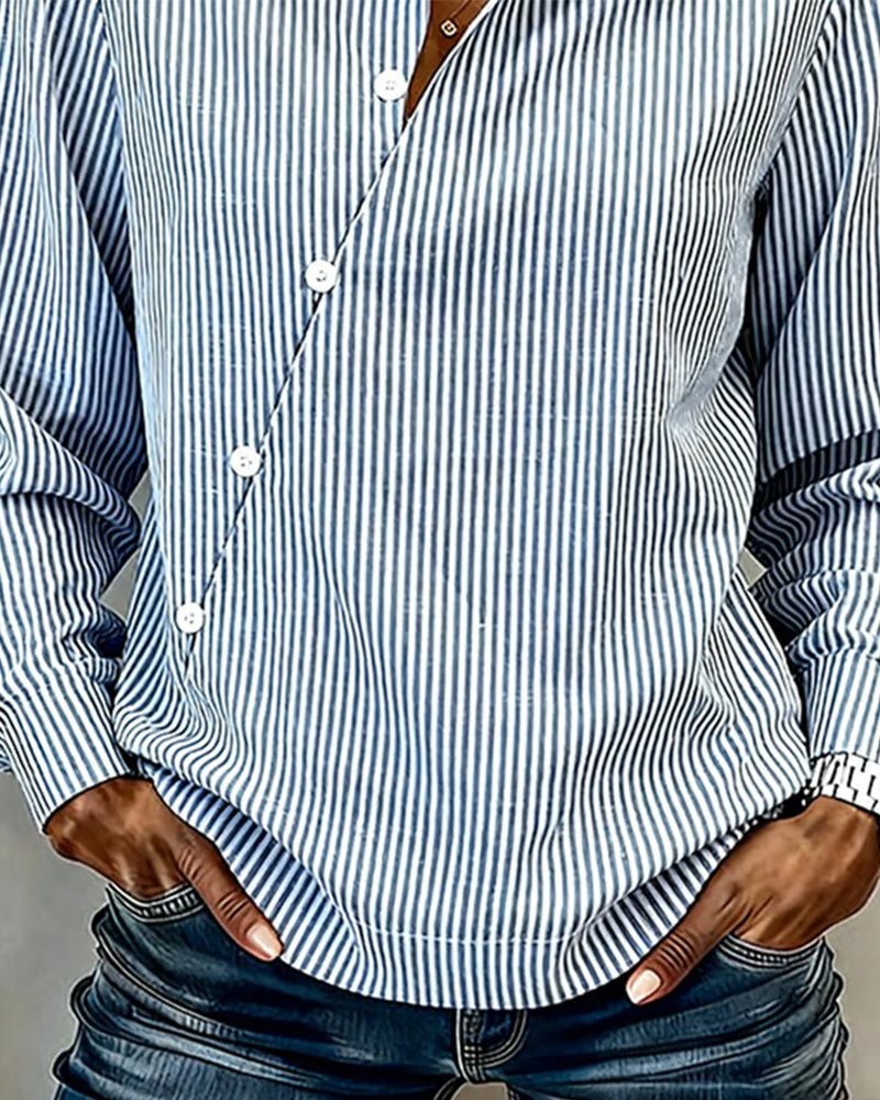 Bluse ein asymmetrisch geknöpft gestreift