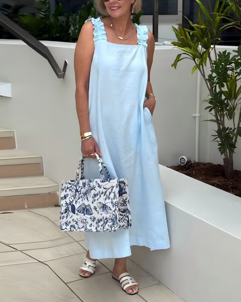 Kleid Quadratischer Ausschnitt Ärmellos