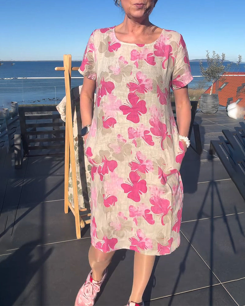 Kleid Lässig Schmetterlingsdruck