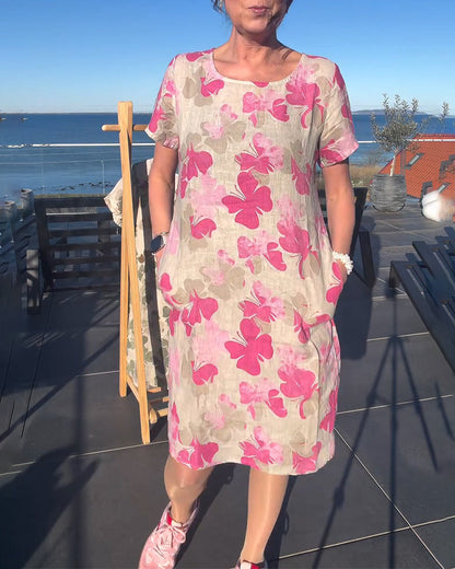 Kleid Lässig Schmetterlingsdruck
