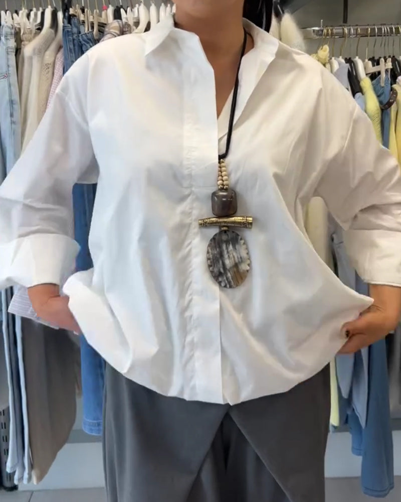 Hemd Unifarben Langarm Casual