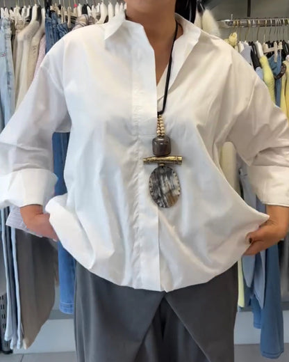 Hemd Unifarben Langarm Casual
