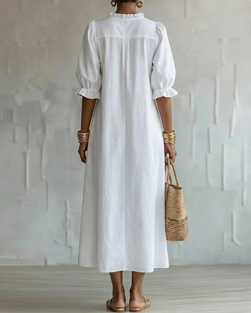 Kleid Stehkragen Puffärmel