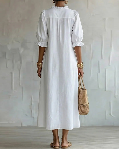 Kleid Stehkragen Puffärmel