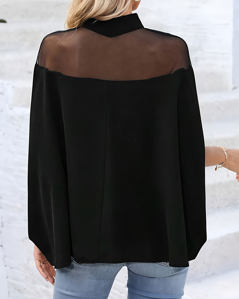 Bluse Durchsichtig Cold Shoulder Dolmanärmel