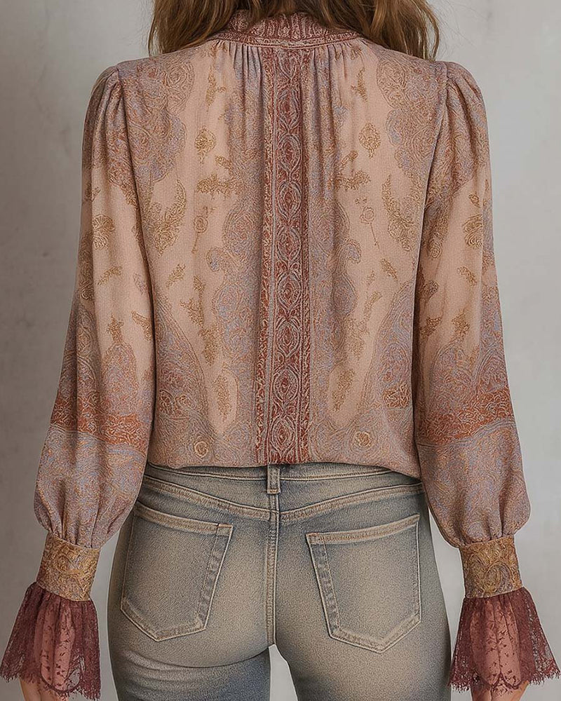 Bluse Mode Puffärmel Retro