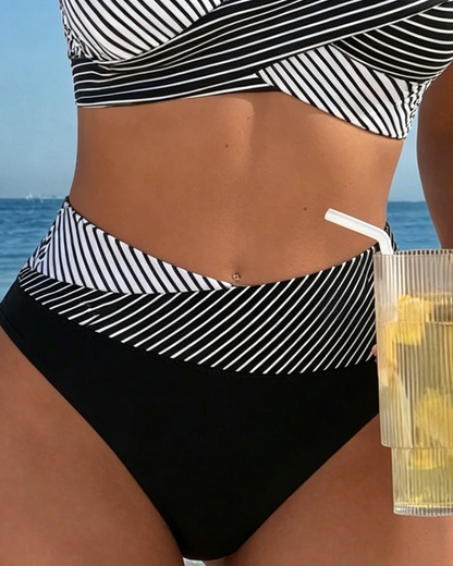 Bikini Überkreuz Streifen Farbblock