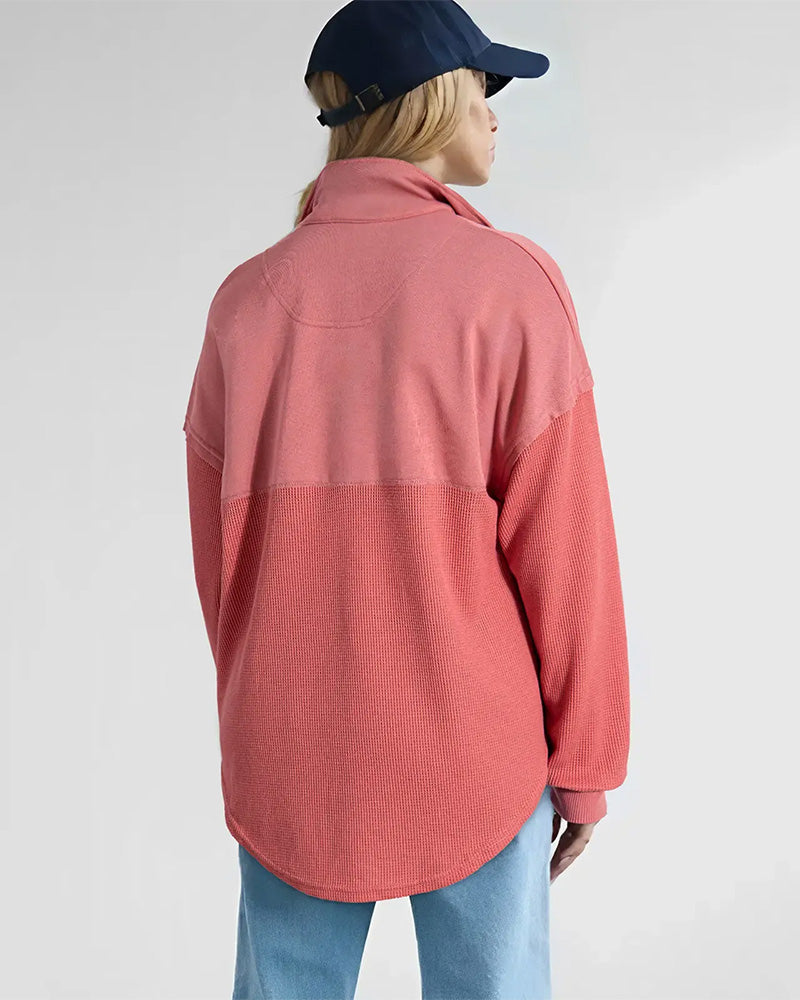 Sweatshirt Halber Reißverschluss Waffel Patchwork