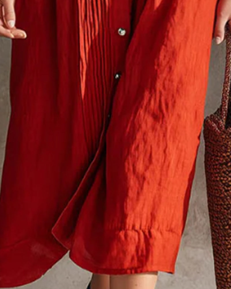 Kleid Plissiert Ärmellos Casual