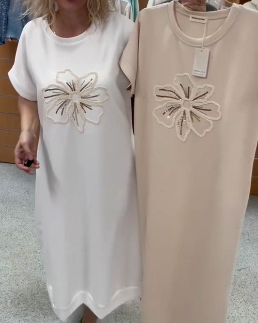 Kleid Paillette Bestickt Lässig