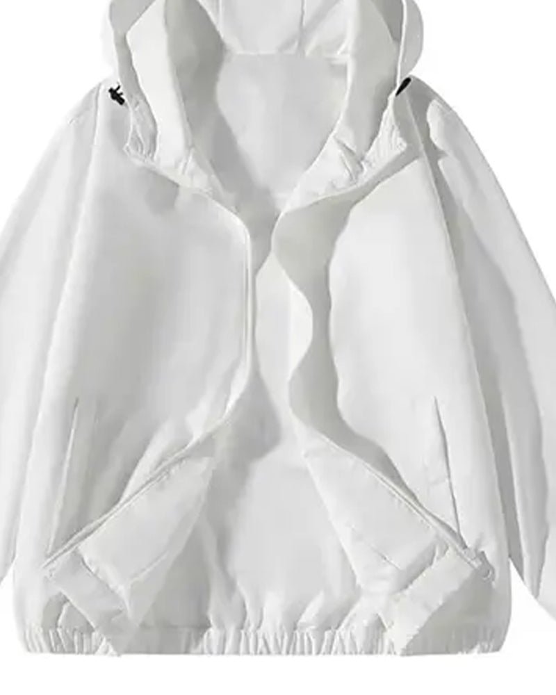 Mantel Einfarbig Entspannt Tasche Kapuzenpullover