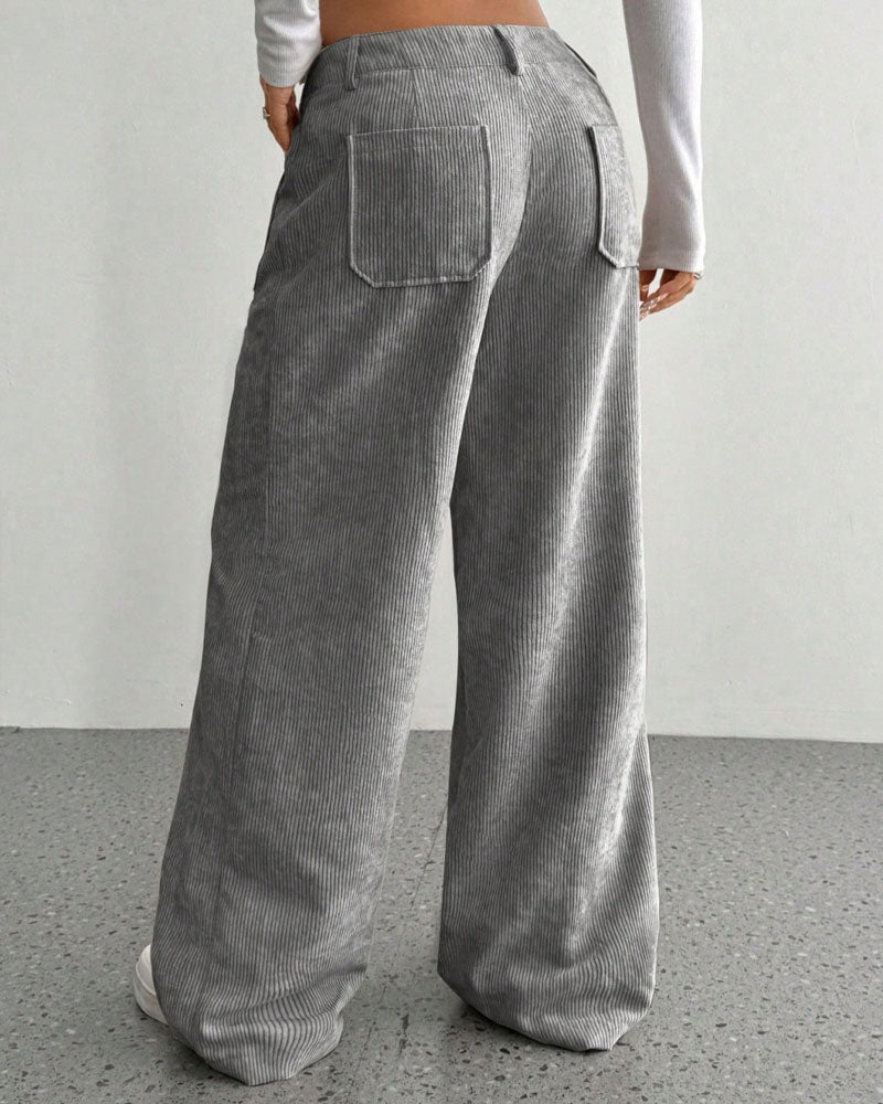 Hose Vorne Hinten Tasche Einfarbig Gerades Bein Lang