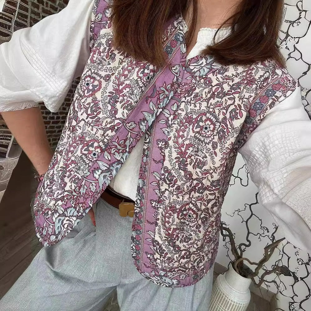 Floral Print Quilted Vest for Women - Gemma