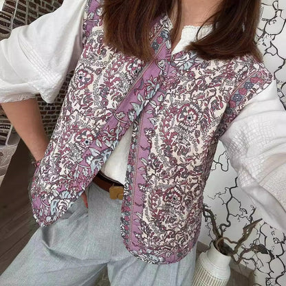 Floral Print Quilted Vest for Women - Gemma