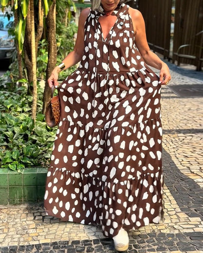 Kleid Urlaubsstil Ärmellos Print