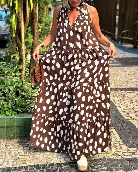 Kleid Urlaubsstil Ärmellos Print