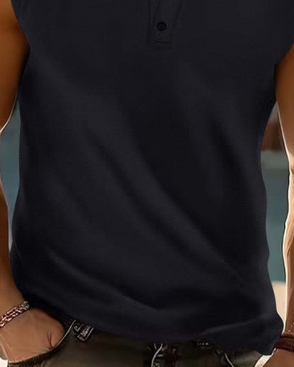 Tanktop Herren Henley Einfarbig Sport