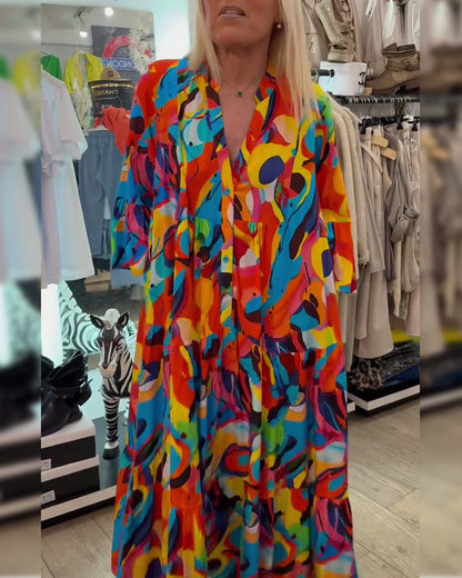 Kleid Abstrakt Graffiti Lang