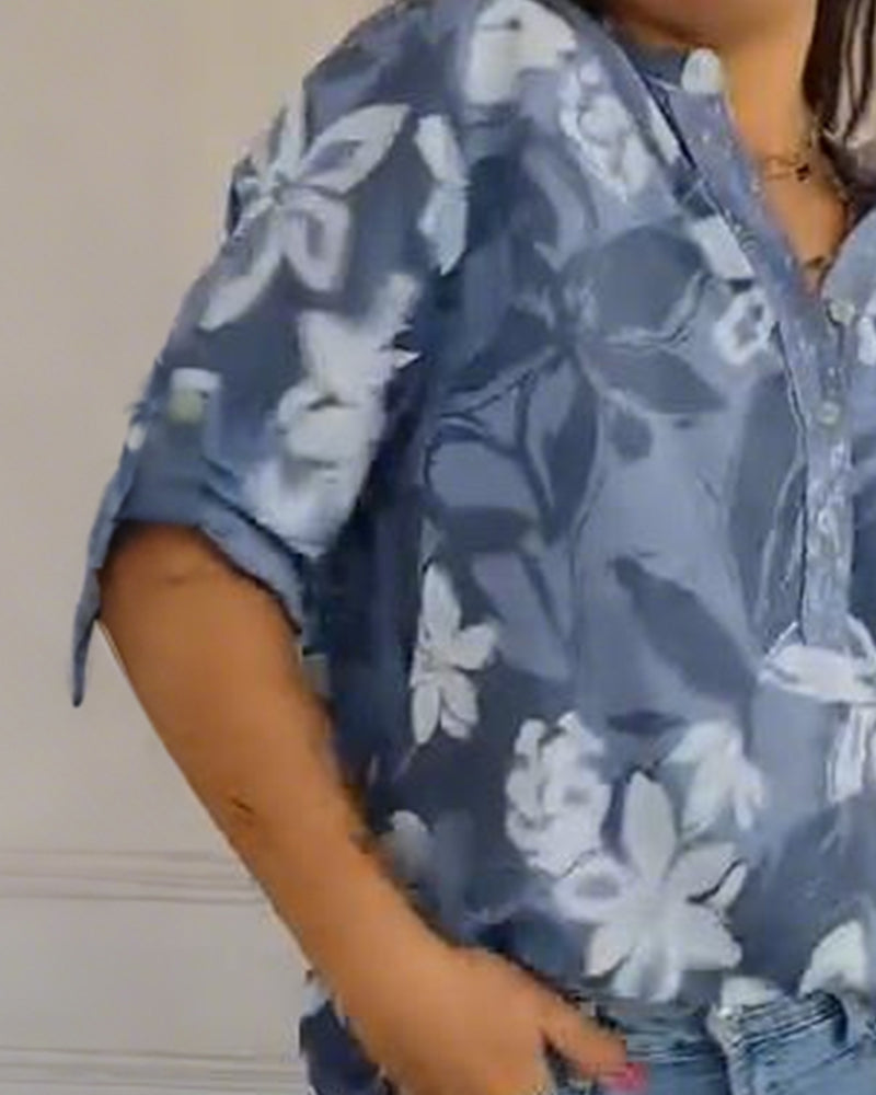 Bluse Knopfleistenkragen Pailletten Color-Block