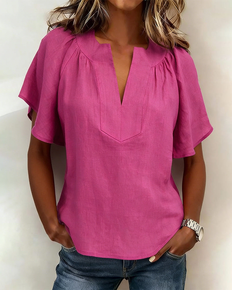 Bluse Raglanärmel Unifarben