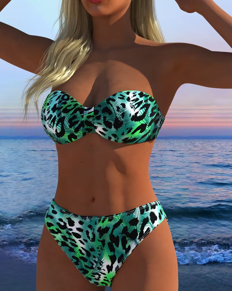 Bikini Bandeau Leopardendruck