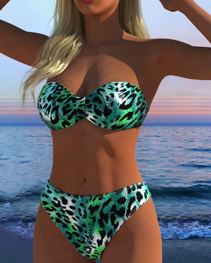 Bikini Bandeau Leopardendruck