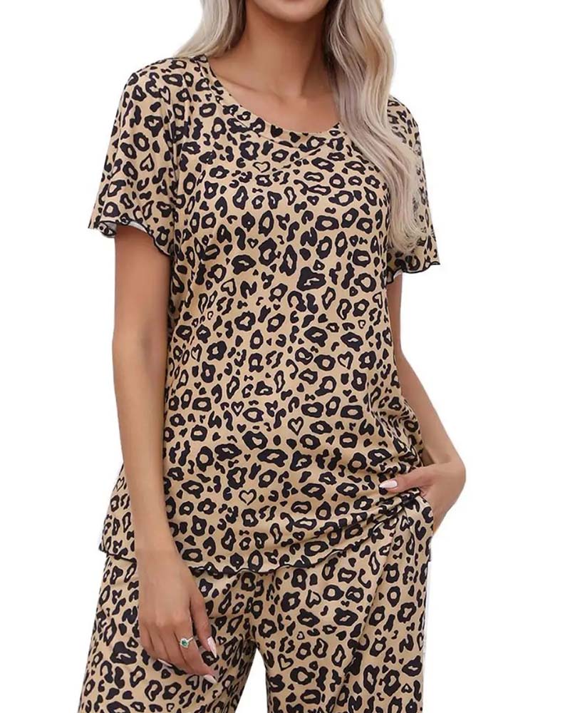Set Kurzarm Leopard Druck