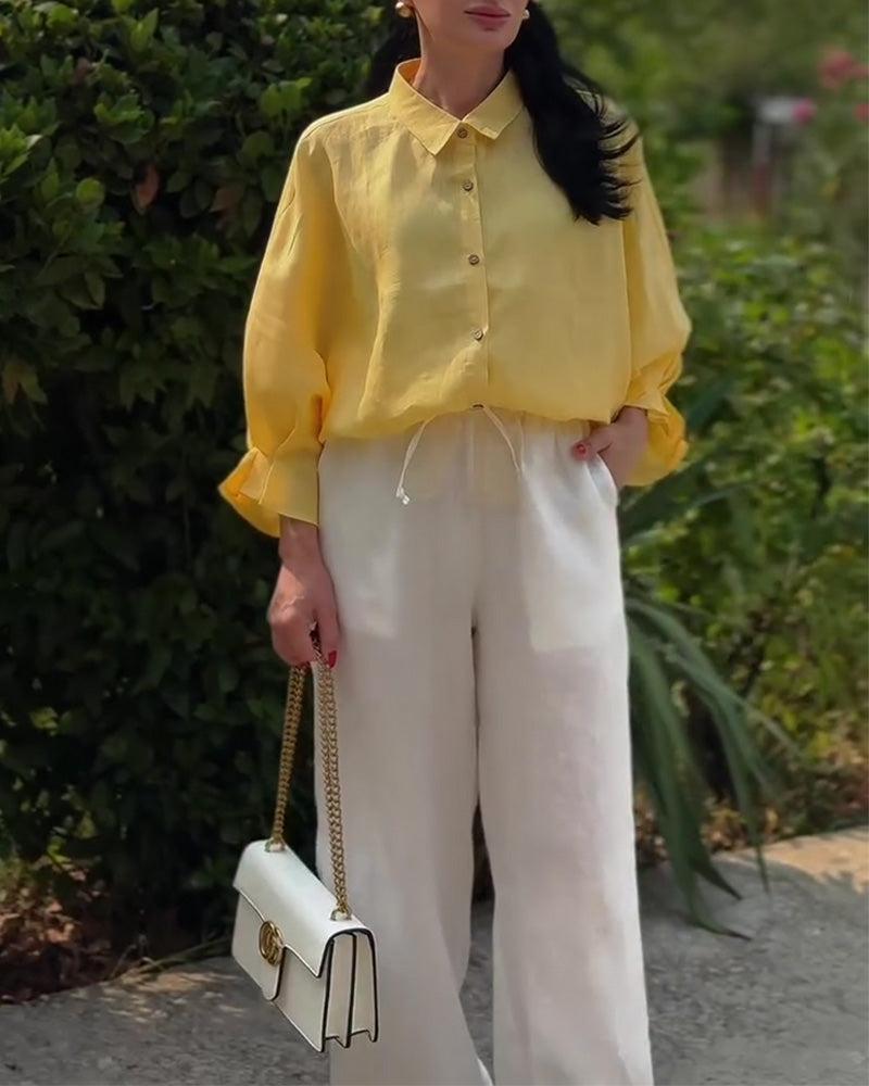 Bluse langarm Knopf casual