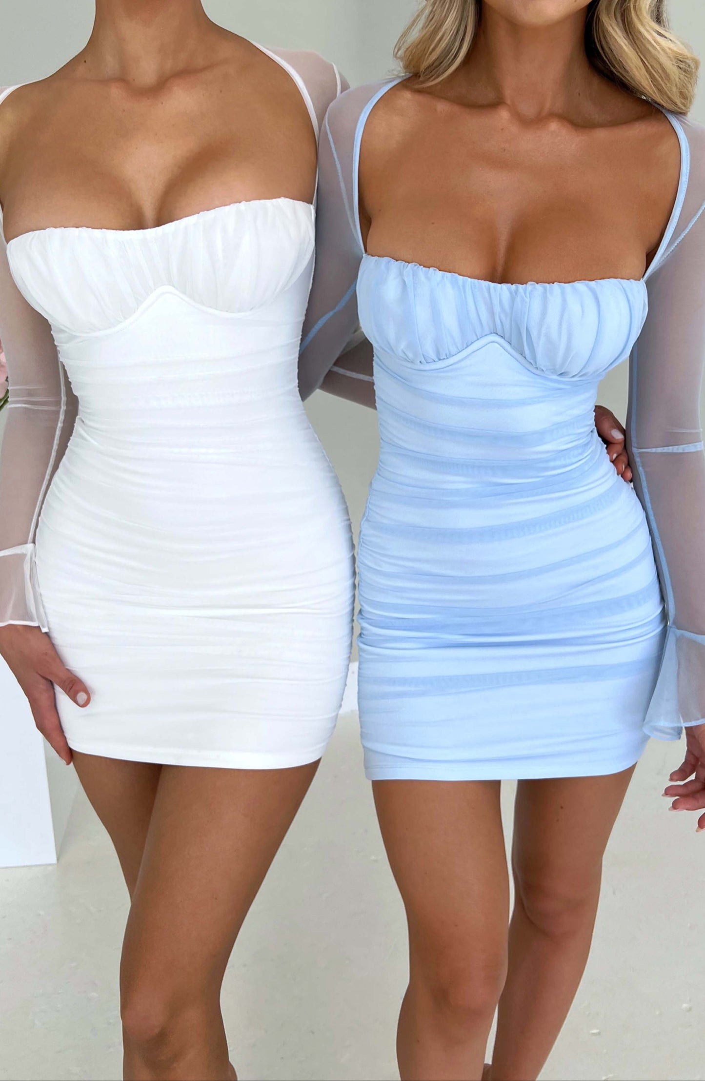 Rosa Minikleid - Weiß