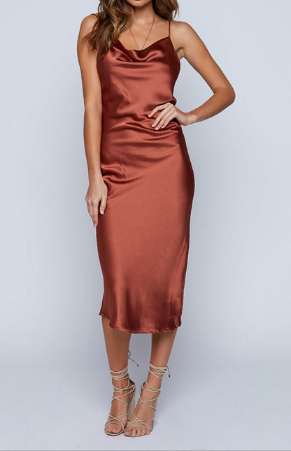Vicenza Rust Slip Midi Dress