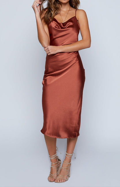 Vicenza Rust Slip Midi Dress